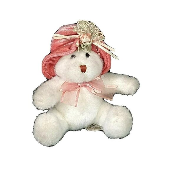 Dan Dee Other - Dan Dee White Bear Plush Pink Rosette Hat and Bow